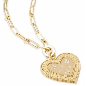 Roberto Coin VENETIAN PRINCESS LARGE DIAMOND HEART MEDALLION PAPERCLIP NECKLACE